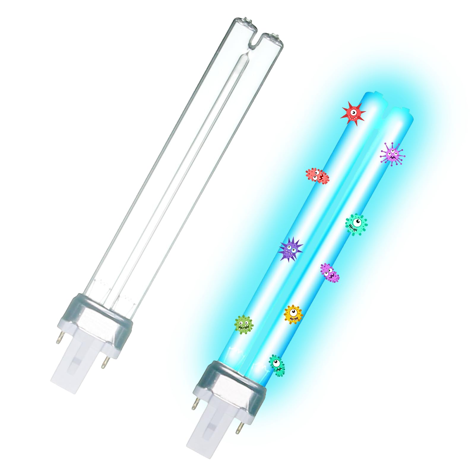 Lubgitsr 11W G23 PLS Replacement UV Bulb, 2 Pcs UVC Ultraviolet Steriliser Light for Ponds Fish Tank, UVC Filters Machine or Clarifiers