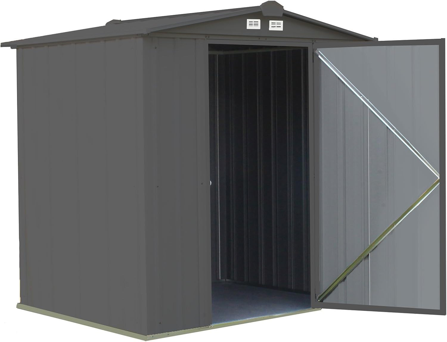 ARROW 6' x 5' EZEE Galvanized Steel Low Gable Shed Charcoal, Storage Shed with Peak Style Roof