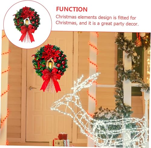 Miniatura 4 de IMIKEYA Guirnalda de luces de Navidad para decoración al aire libre, flores sintéticas, decoración de interiores y exteriores, coronas de pino de