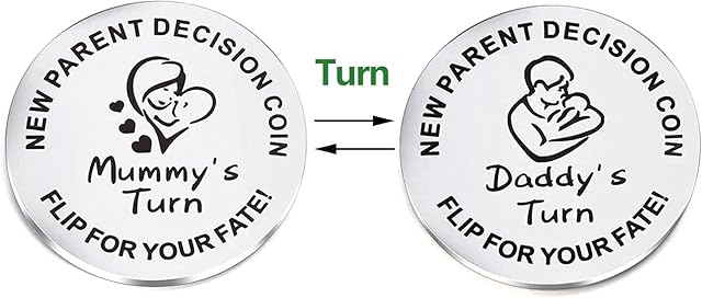 Parent Decision Coin, New Parents, Mum and Dad, Flip Coin, Novelty Gift, New Baby GiftEngraved Stainless Steel Interesting Flip Coin for Decision Making