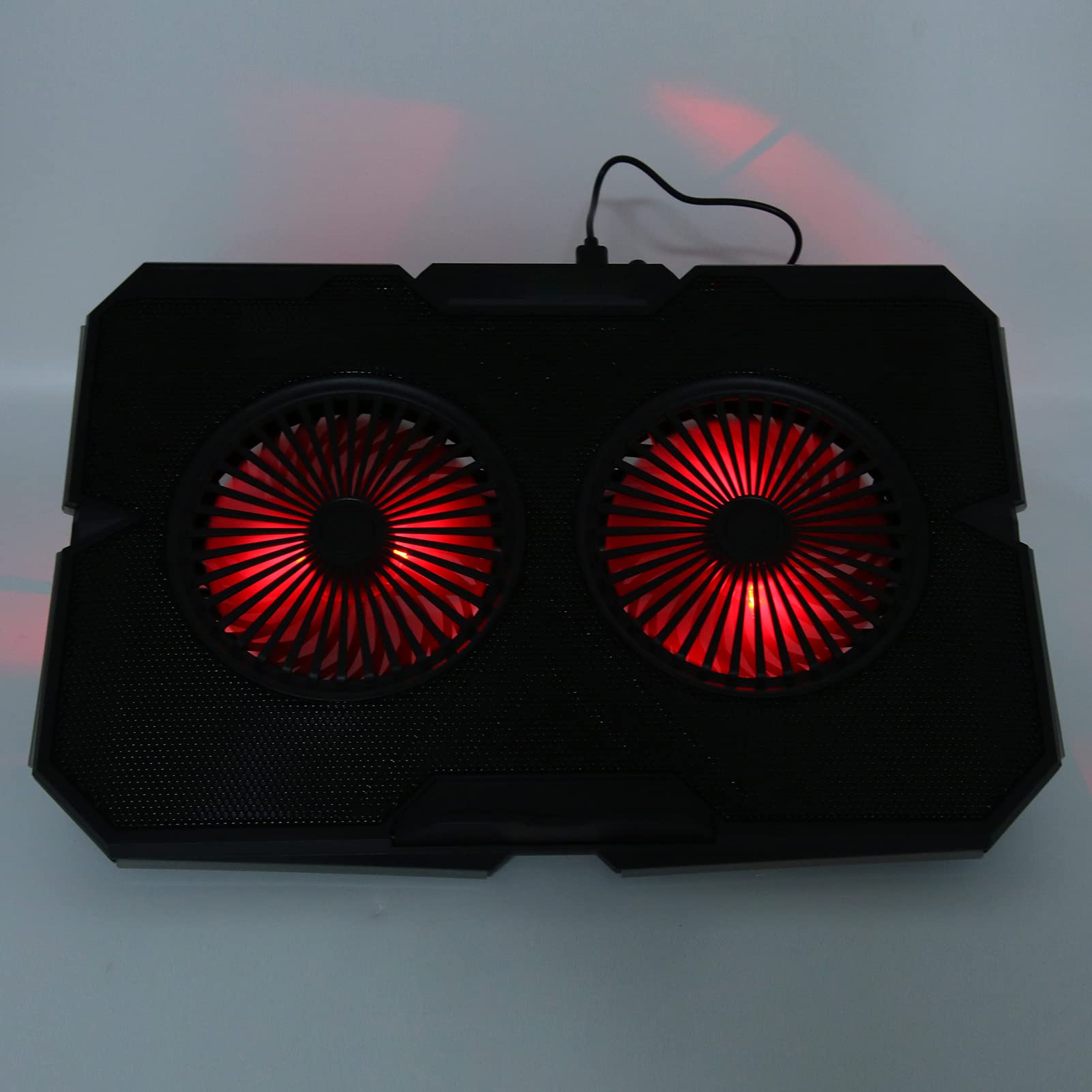 RGB Podkładka Chłodząca do Laptopa z 2 Cichymi Wentylatorami, 7-stopniowa Regulacja Wysokości dla Laptopa 14-17 Cali, Podwójne Porty USB, Panel ze Stopu Metalu, Chłodziarka