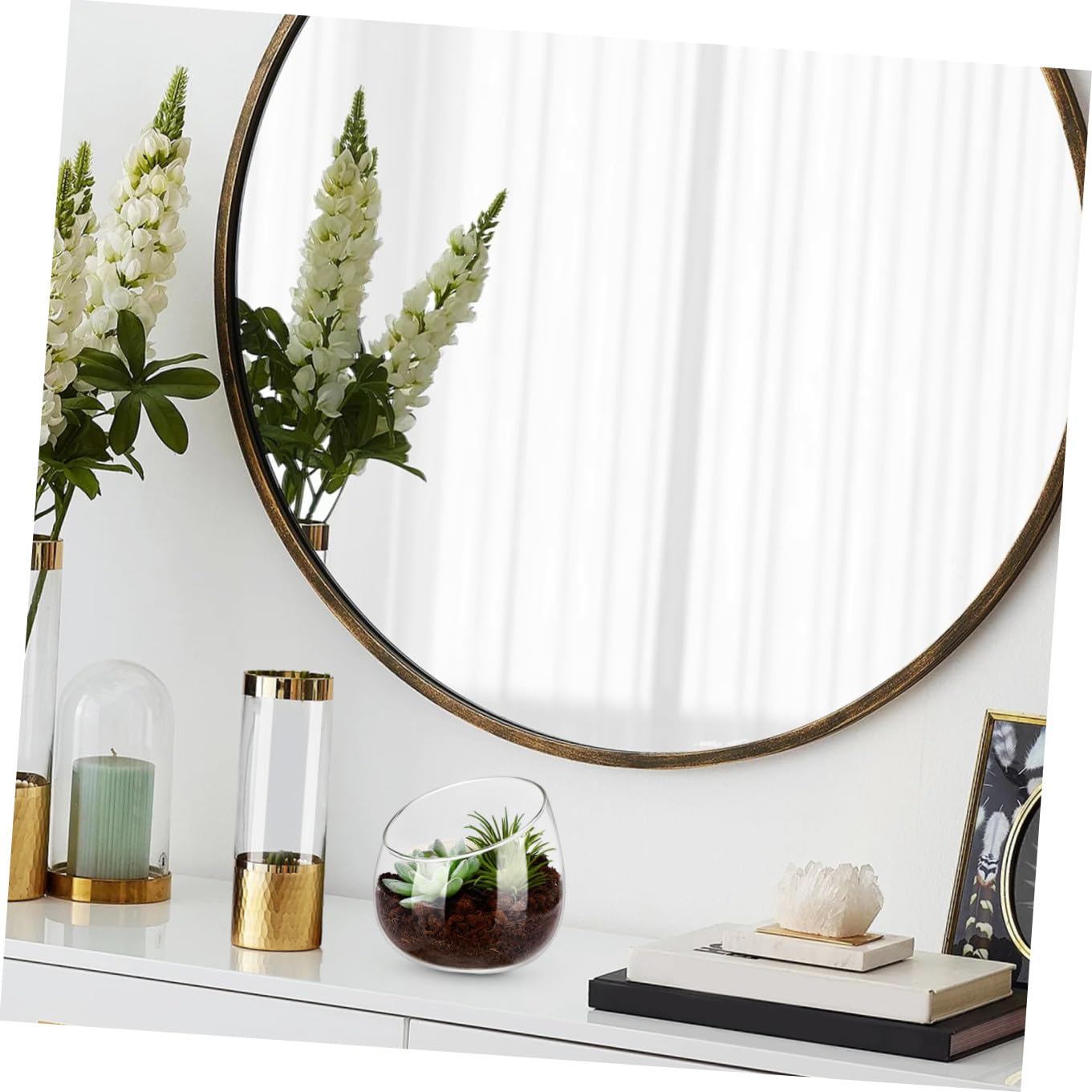 Terrario de Vidrio con Boca Inclinada para Plantas y Musgo, Maceta Decorativa Versátil y Elegante para Interiores y Centros de Mesa