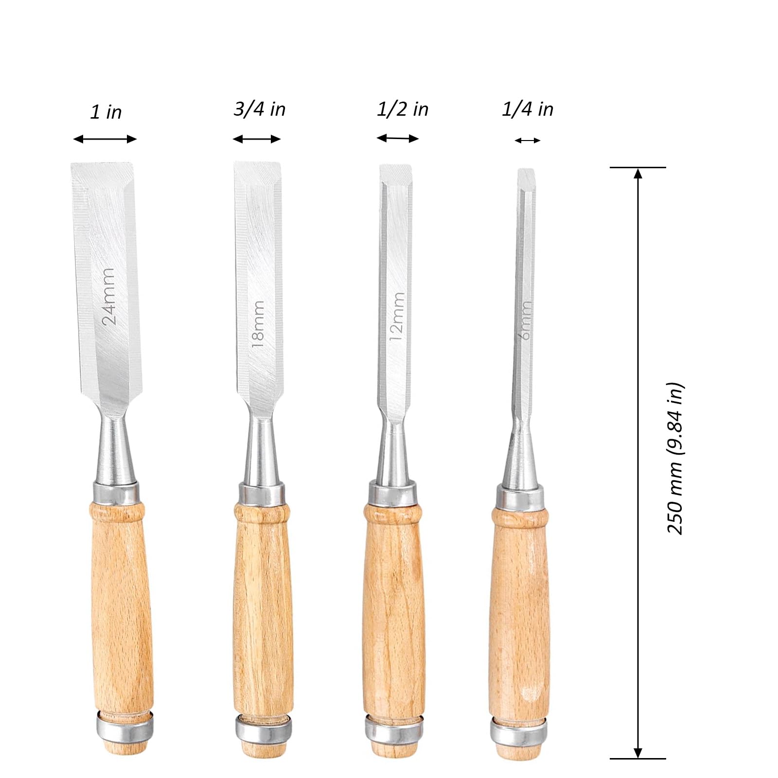 UNGFEI 8 Pieces Wood Chisel Sets, Heavy Duty Carpenters Chisels Set including Wooden Handles - Image 2