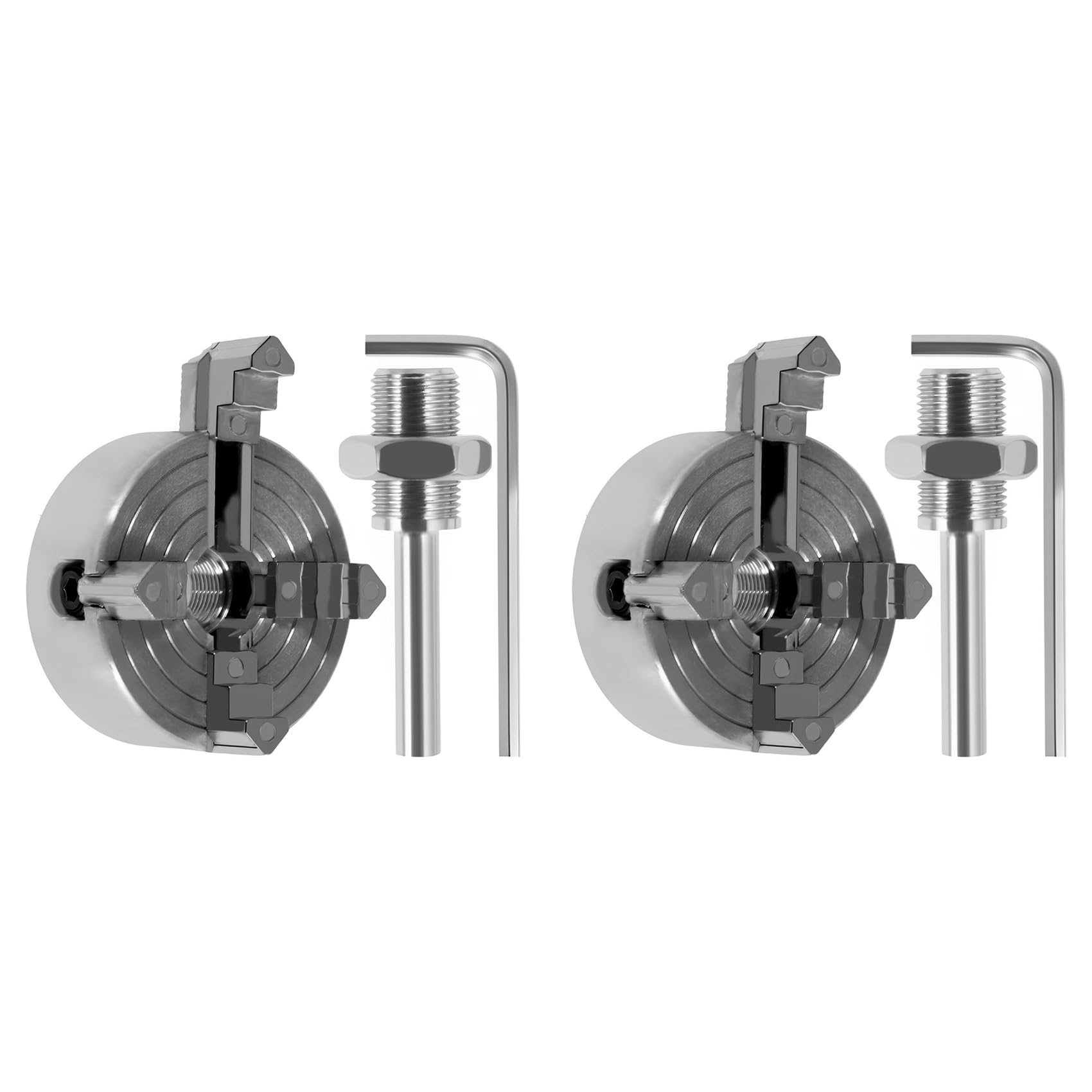 Ctrlzs 2X 4 Jaw Lathe Chuck,Zinc Alloy Lathe Chuck Set With Wrench And Connecting Rod,Sturdy