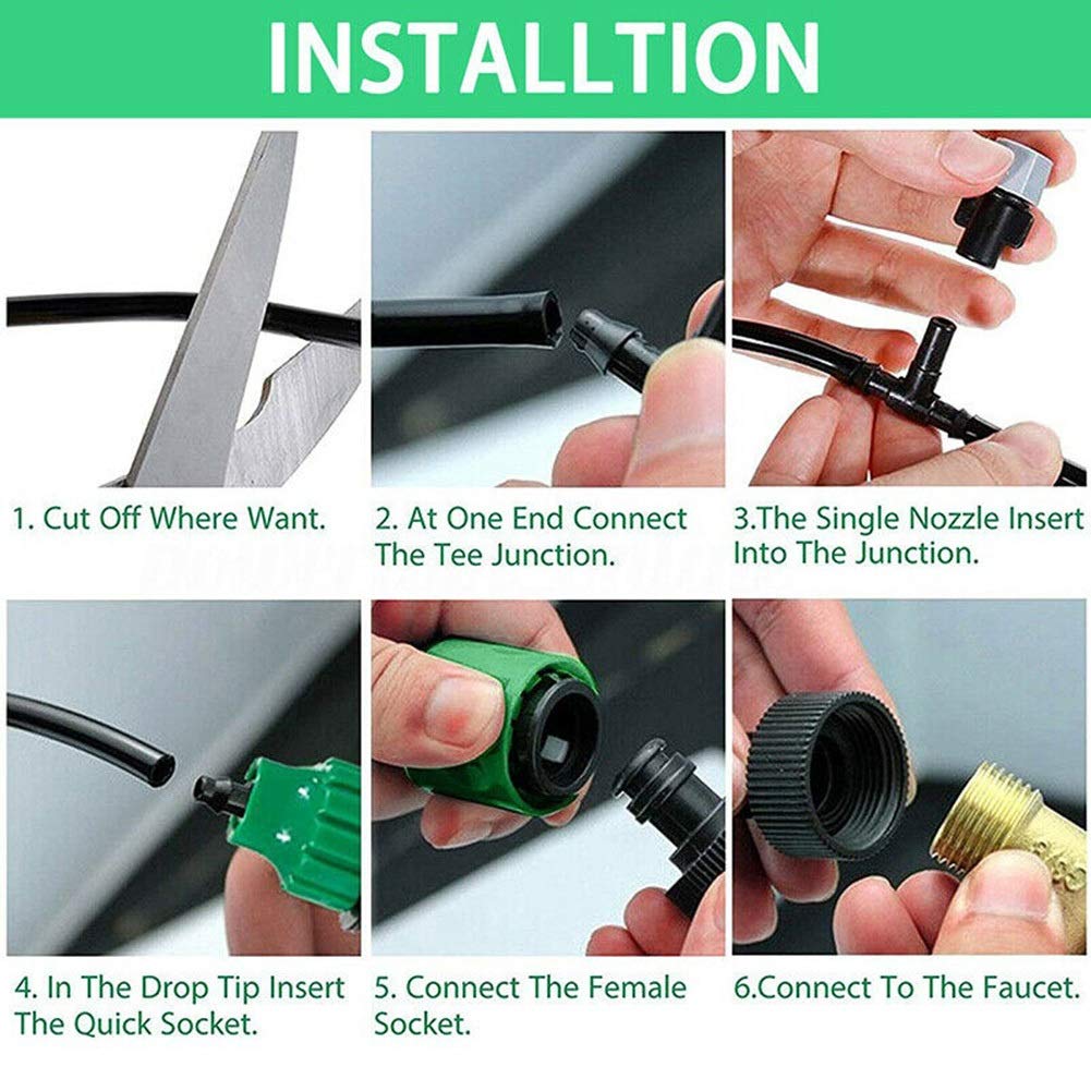25m Irrigazione a Goccia Plant Kit Fai da Te con ugello Patio PVC di Nebbia di Raffreddamento di irrigazione Automatica Agricoltura Serra Garden Hose