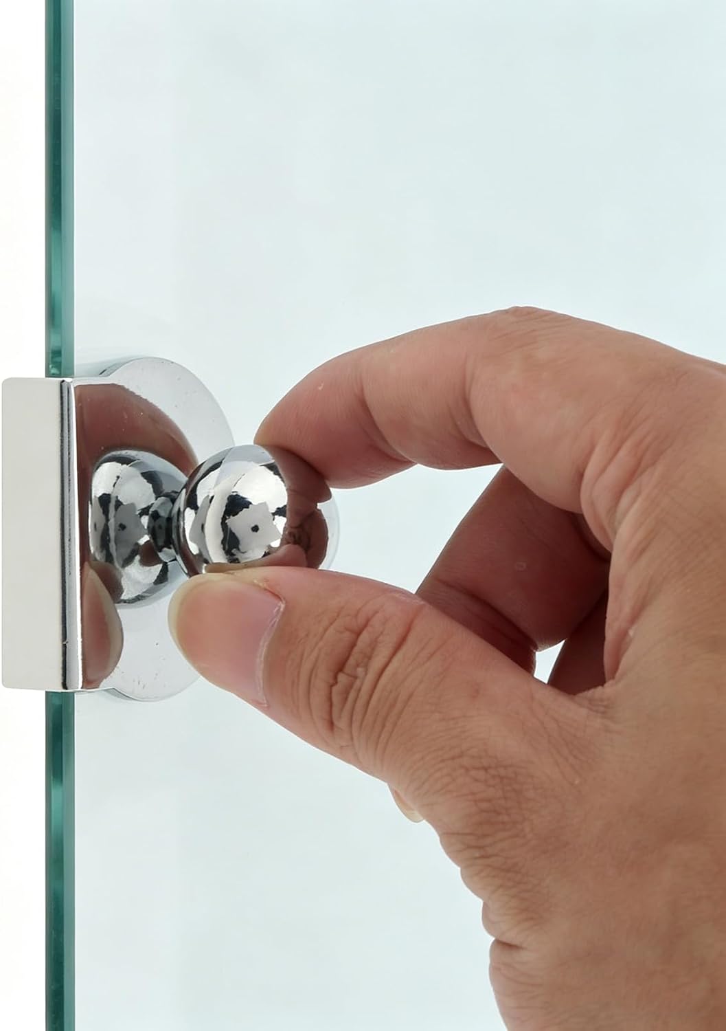 Glass Door Pull Handle, 8PCS No Drilling Door Clamp Clips for 5-8mm Glass Showcase, Furniture Glasses Cabinets Drawer Pull Knobs with Double Screws (8, Silver)