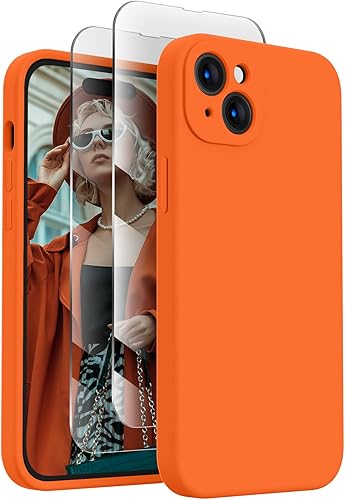 Miniatura 468 de FireNova Funda para iPhone 14 Pro, funda de silicona mejorada [protección de cámara] con [2 protectores de pantalla], forro interior de microfibra