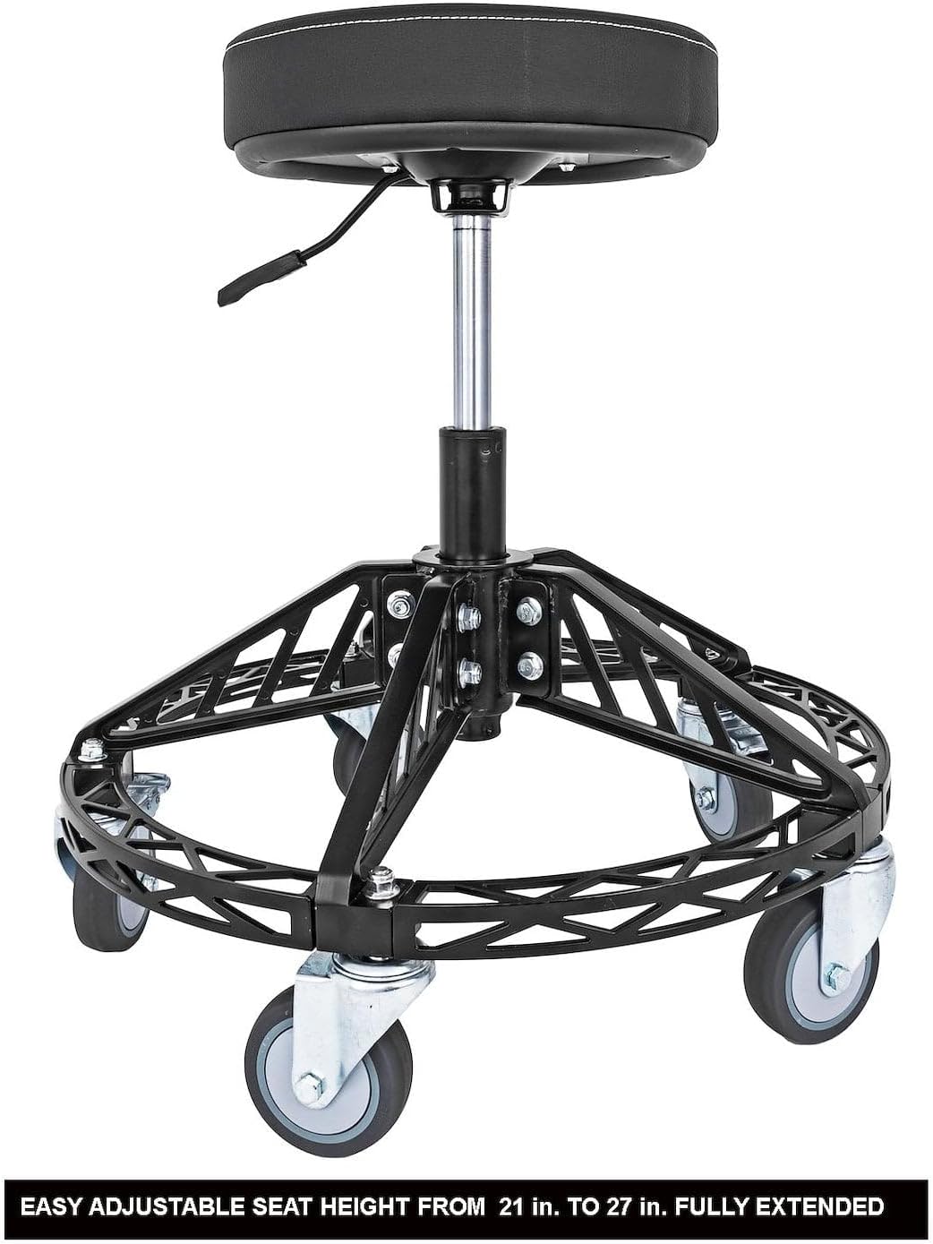 JEGS Heavy-Duty Rolling Shop Stool w/Pneumatic Adjustable Height from 21 in. to 27 in. [300 lb. Capacity]