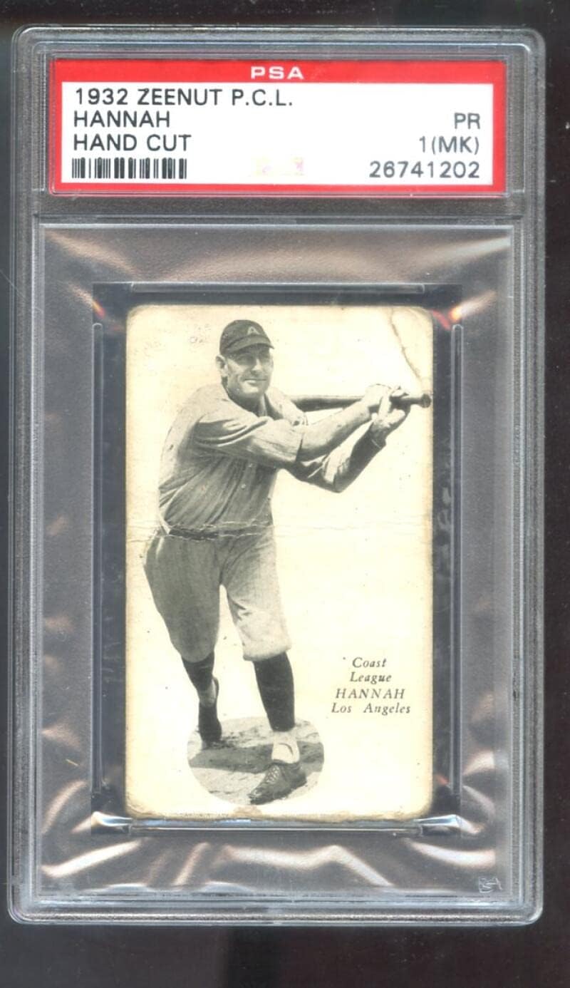 1932 Zeenut Zeenuts James Truck Hannah PSA 1 (MK) Graded Baseball Card Pacific Coast League PCL P.C.L. Los Angeles Angels