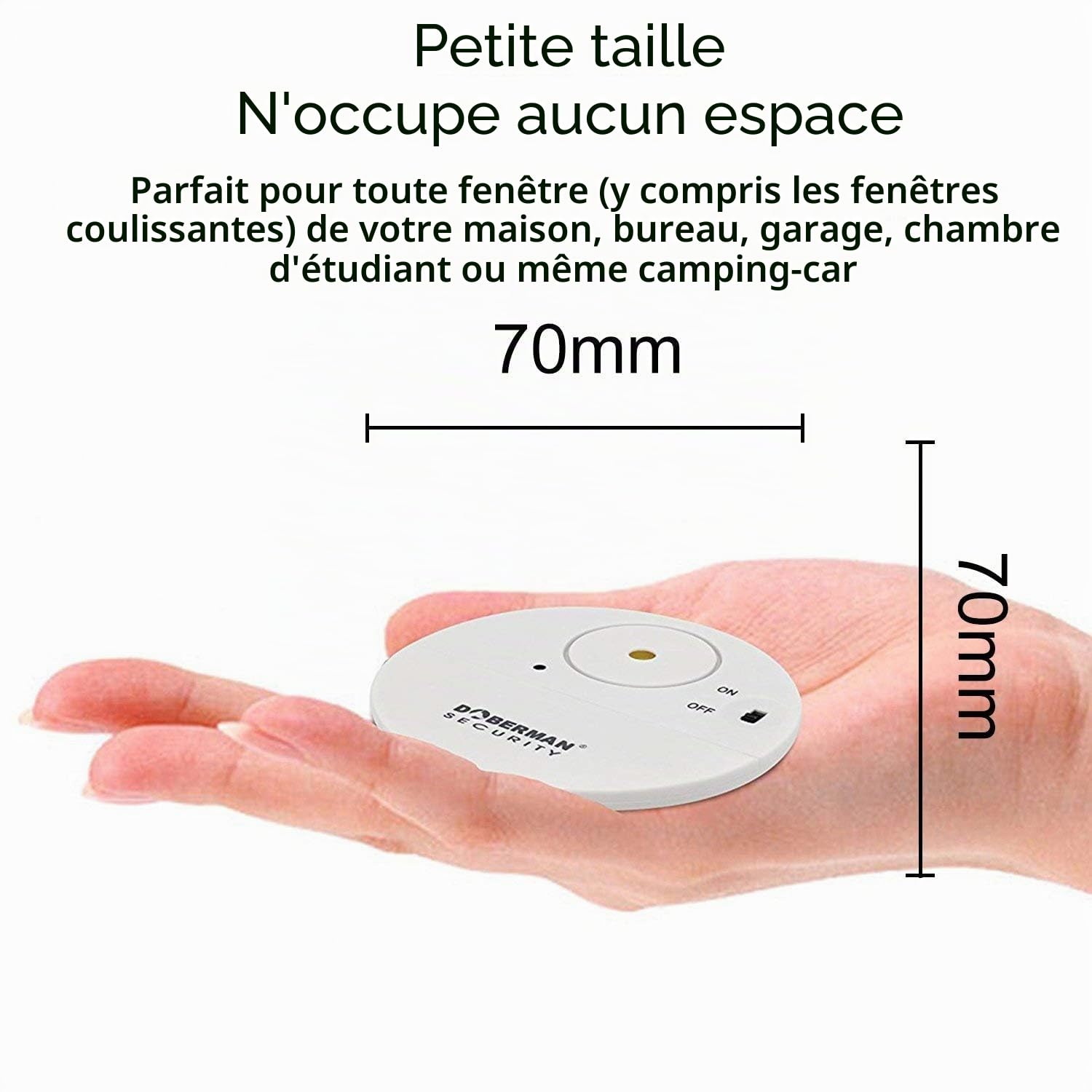 WOWSEA DOBERMAN SECURITY Alarme de fenêtre ultra fine - Alarme puissante de 100 dB et capteurs de vibrations - Design moderne et ultra fin
