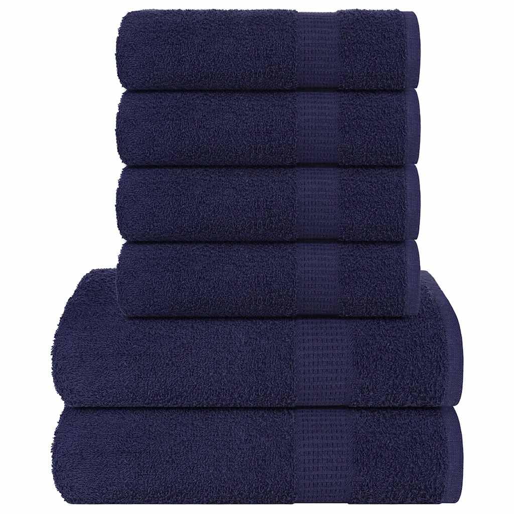 6-TLG. Handtuch-Set FROGN Marineblau aus 100% Baumwolle 360 g/m² mit 4 Handtüchern 2 Duschtüchern, saugstark, weich, schnelltrocknend für Badezimmer, Spa, Sport und Wellness