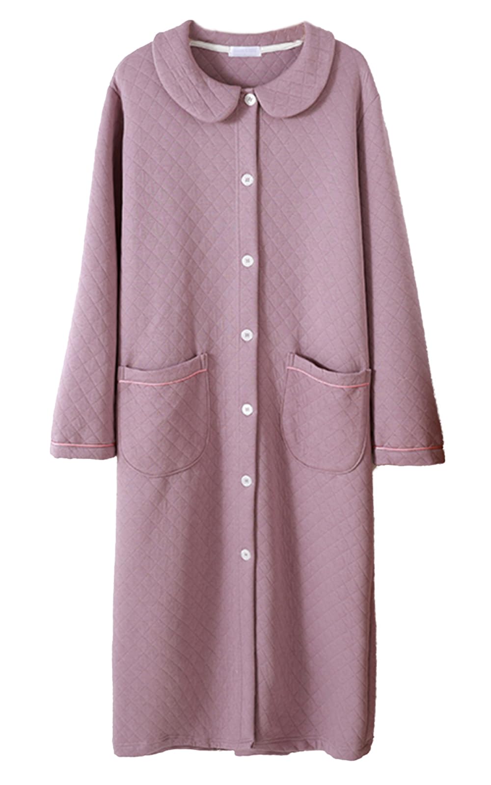 Women's Marshmallow Air Layer Cotton Pajamas, Fluffy, Cotton, Warm, Bathrobe, Dress, Bathrobe, Gown, Sleepwear, Cold Protection, Room Wear Large One piece lavender