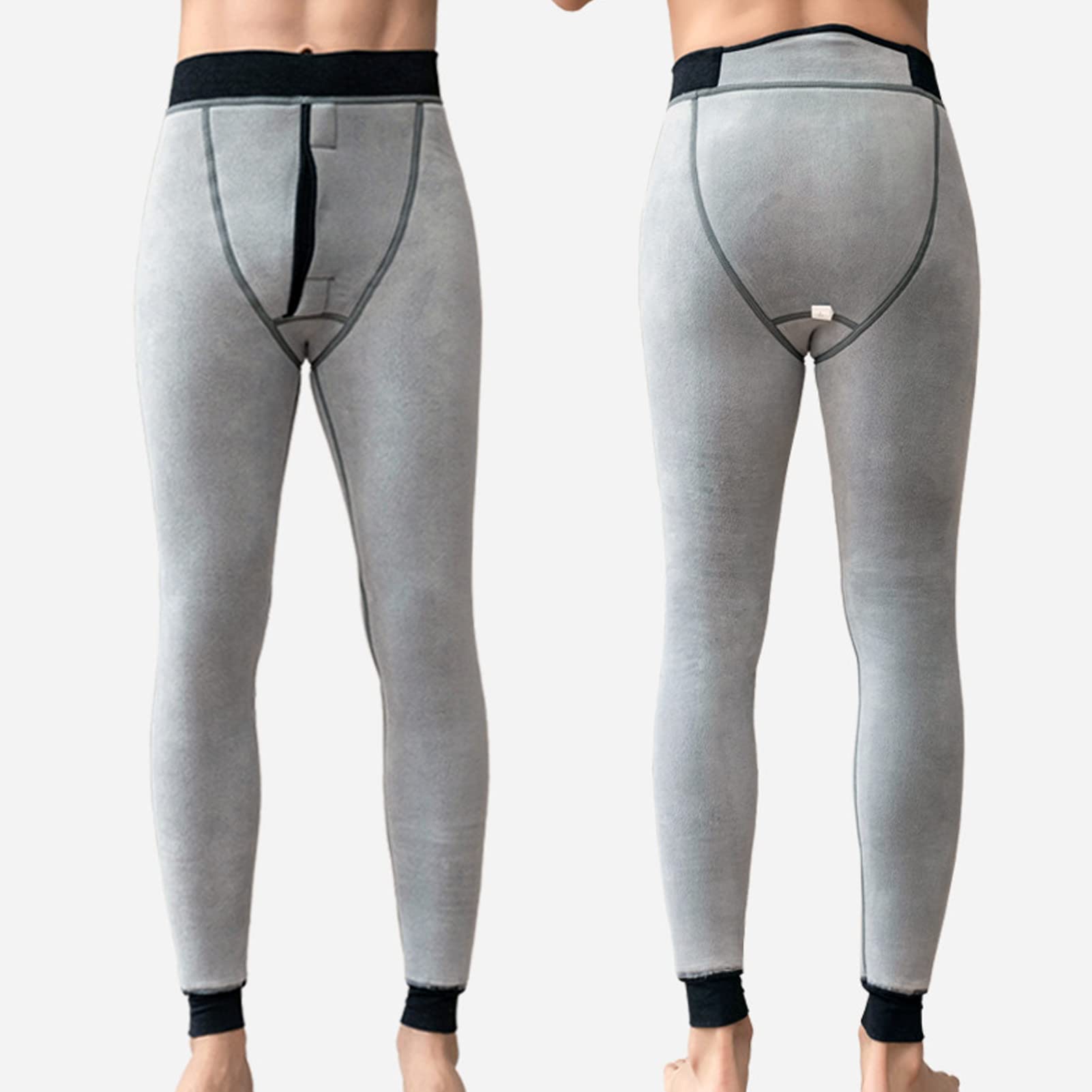 Męskie ciężkie kalesony z podszewką termiczną z podszewką polarową - ciepłe legginsy na zimę, wygodne spodnie dresowe do joggingu - czarne, rozmiary do 5XL