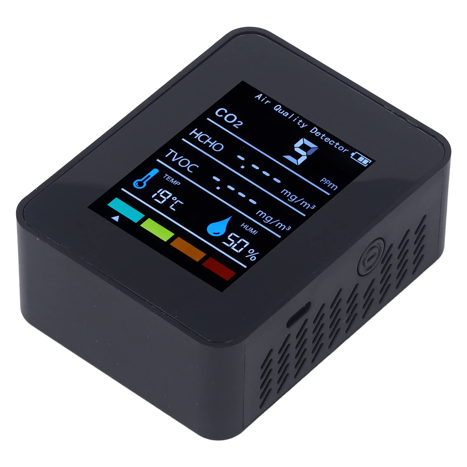 Czarny Monitor Jakości Powietrza Detektor Dwutlenku Węgla, Detektor CO2 Kryty Miernik CO2 Cyfrowy Monitor TVOC HCHO do Domowego Biura