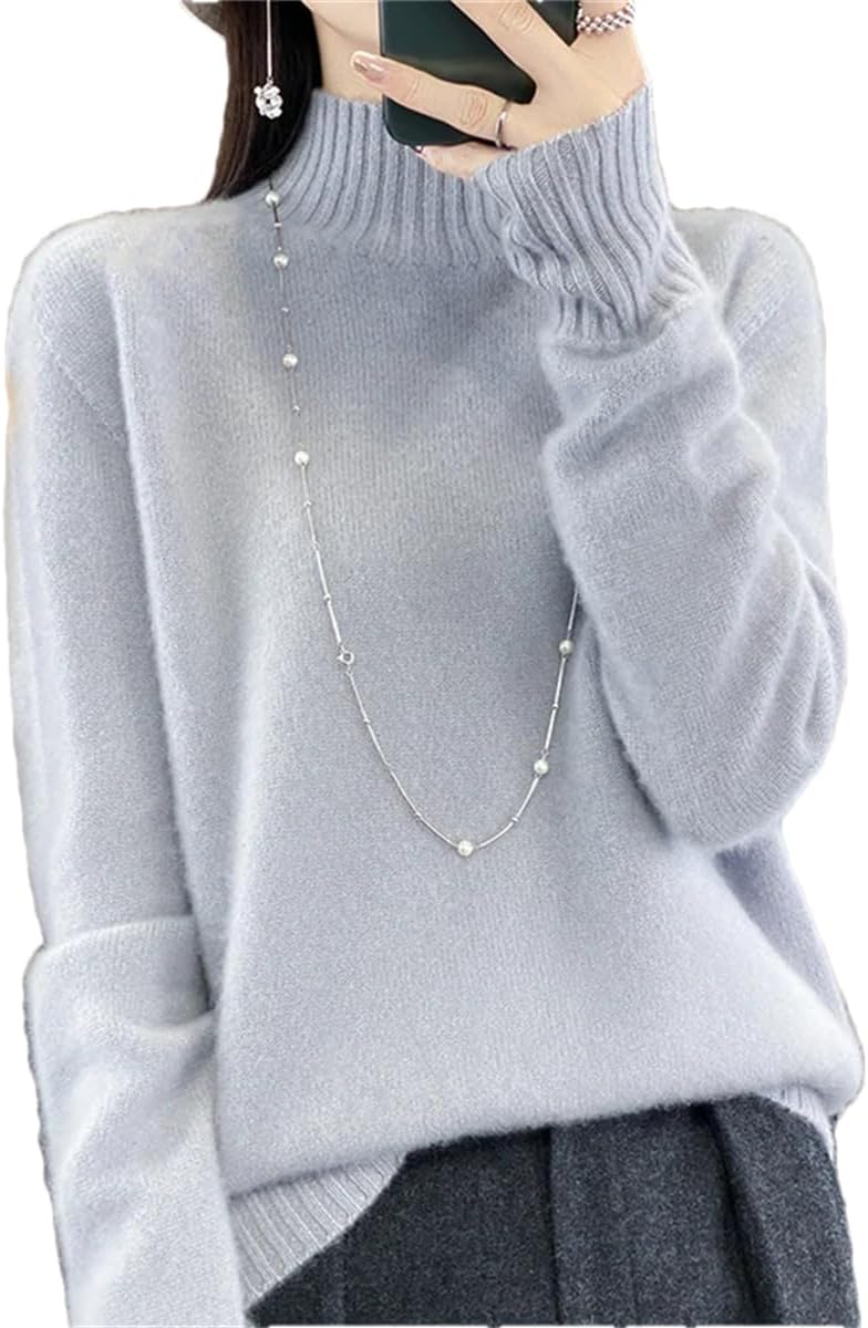 Adhdyuud Women’s Winter Cashmere Turtleneck Sweater – Loose Pullover Jumper Top