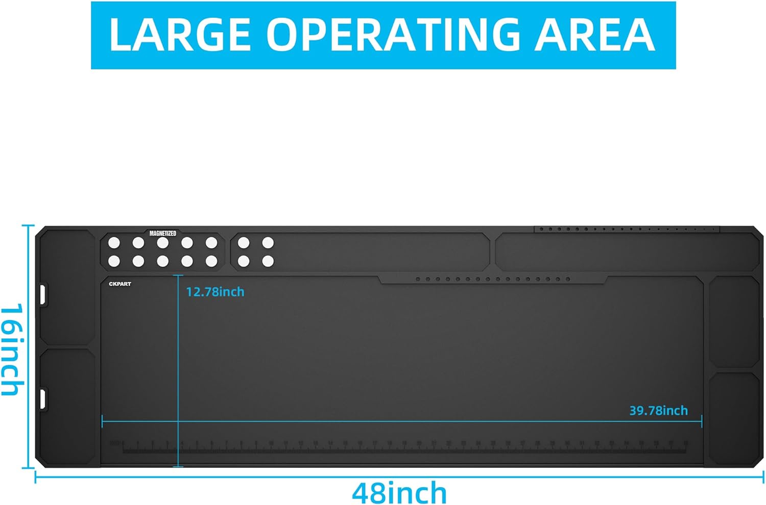 CKPART Gun Clean Mat Magnectic for All Guns Extra Large 48"x16" for Rifle Anti-Slip Rubberized Repair Mat for Gun Parts
