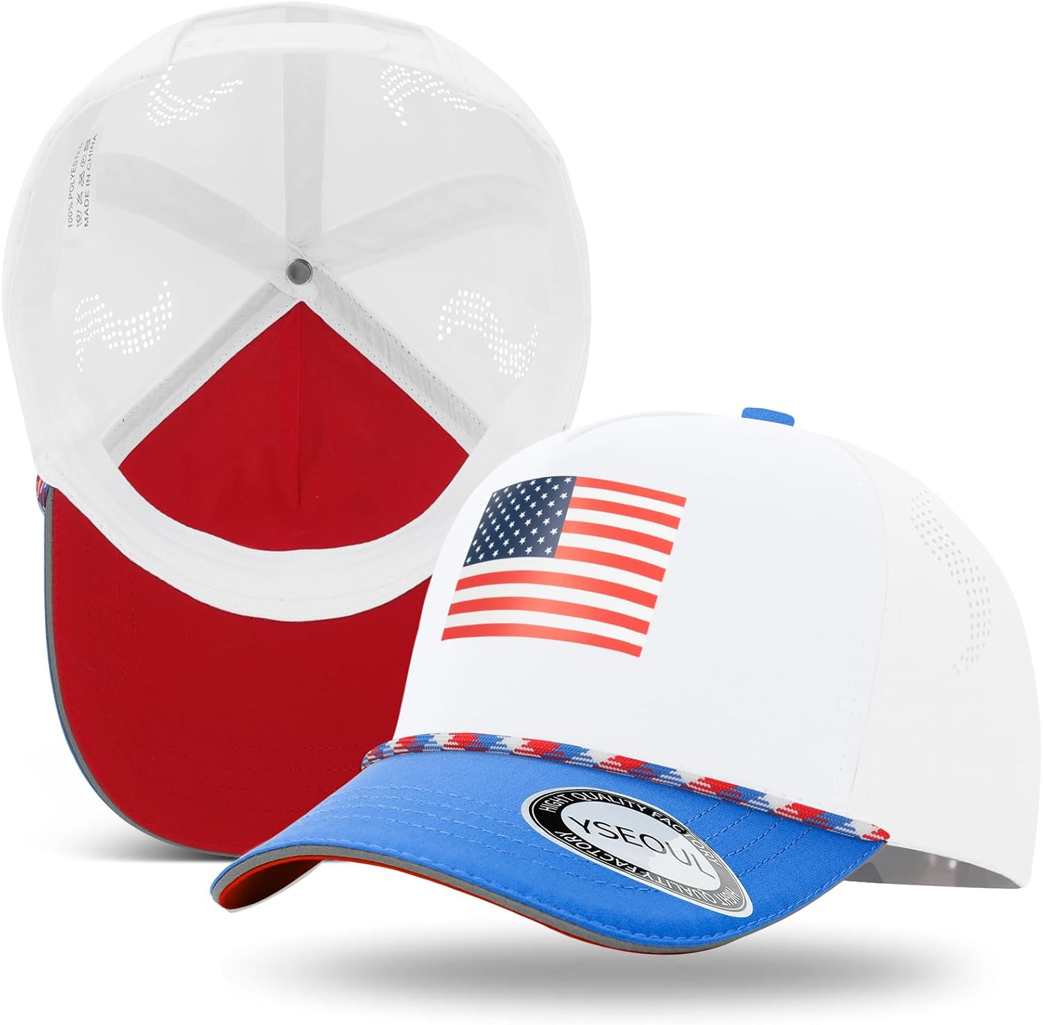 Youth Kids American Flag Trucker Hat, USA 250th Anniversary Snapback Cap Quick Dry with Reflective Trim, Ages 5-15
