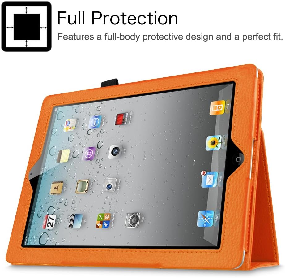 Fintie (Orange) Folio Leather Case Cover for iPad 4th Generation With Retina Display, the New iPad 3 & iPad 2 -9 color options
