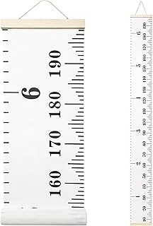 Height Chart for Kids, Growth Chart for Wall, 77"x7.9" Premium Canvas Removable Height Chart for Kids Baby Child Toddler Boys Girls Height Measurement for Wall (Black & White)