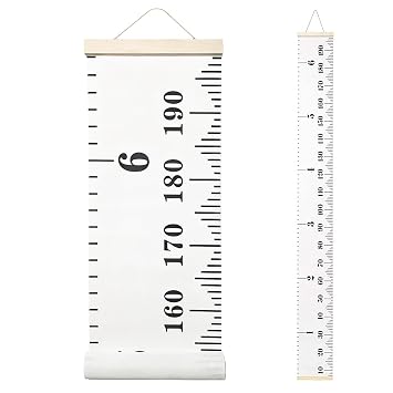 Height Chart for Kids, Growth Chart for Wall, 77"x7.9" Premium Canvas Removable Height Chart for Kids Baby Child Toddler Boys Girls Height Measurement for Wall Black & White