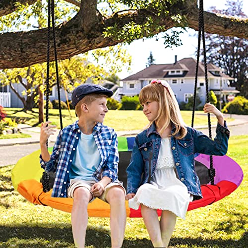 Pitpat 40" Spider Web Swing With 4 Ropes Adjustable From 55" To 102", Spider Swing For Kids For Kids Max 440 Lbs Load And Stainless Steel Frame, Outdoor Large Web Swings For Tree - Multi-Colors #TOP2