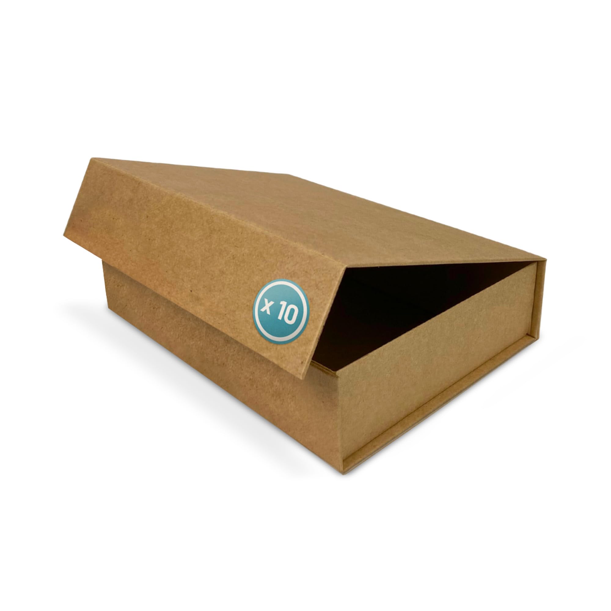 Geschenk-Box mit Deckel | 16 x 12 x 4 cm (10er Pack) | Geschenk-Karton mit Magnet-Verschluss | Perfekt für Geburtstag, Hochzeit, Weihnachten, Geburt | Geschenk-Verpackung in Braun