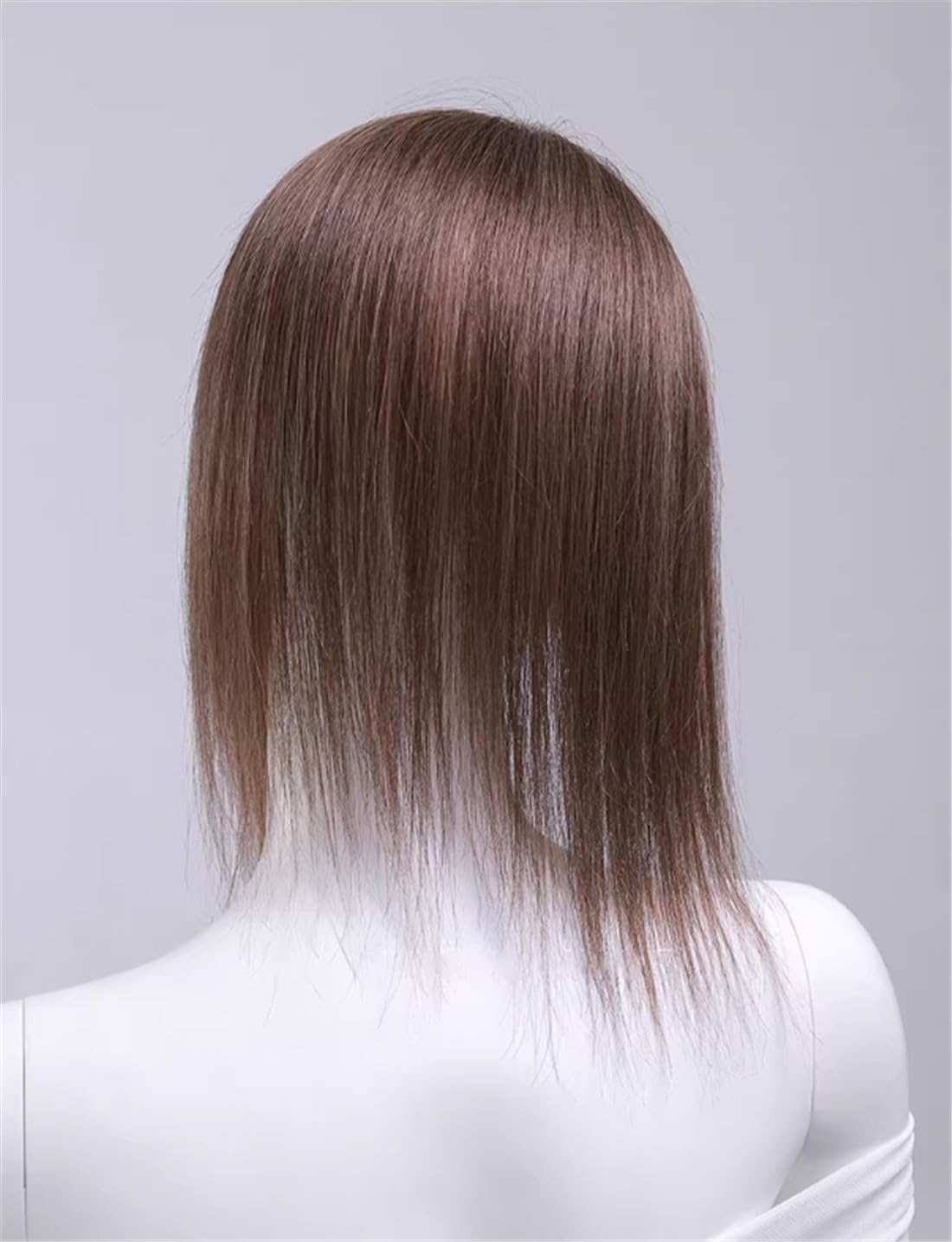 Human Hair Topper for Women, 13" Straight Clip-in Crown Hairpiece, Volume Booster with Highlights, 10x12cm Mono Base (Chestnut Brown)