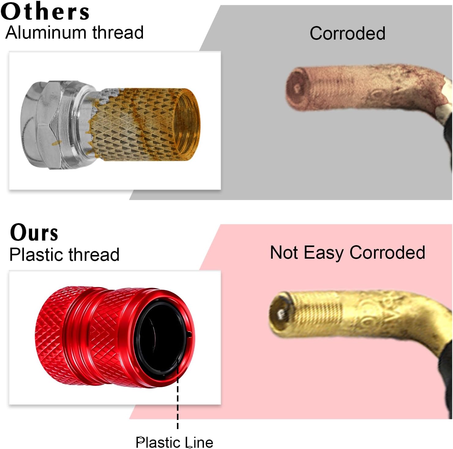 Valve Stem Caps, Ymapinc 8 Pack Aluminum Alloy Tire Valve Stem Caps Set Tyre Air Car Tire Caps Red Universal for Cars Trucks Motorcycles SUVs and Bikes - Image 5