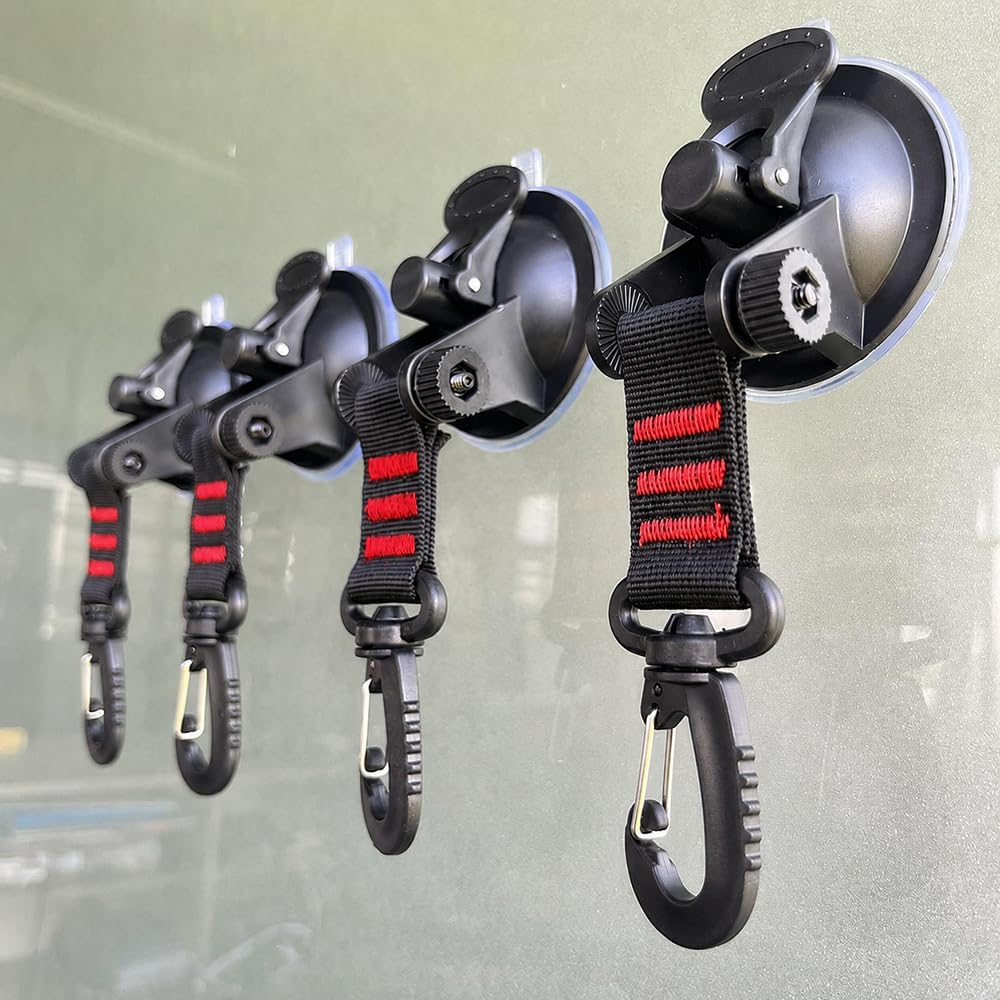 Vacuum Suction Hooks, Wind Resistant Outdoor Hanging Hooks with Adjustable Straps for Tent, Canopy, Car Awning and Camping