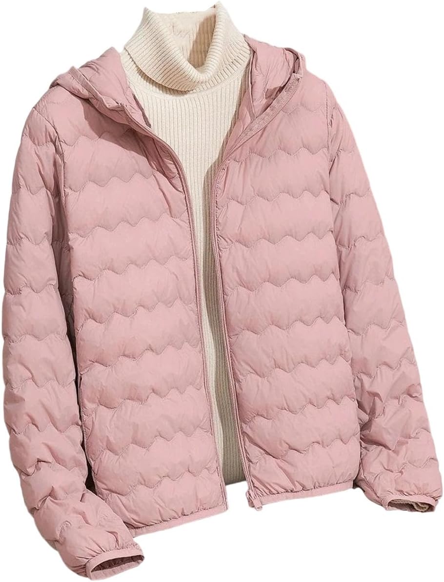 Women’s Lightweight Duck Down Jacket Hooded Casual Warm Outwear Winter Coat