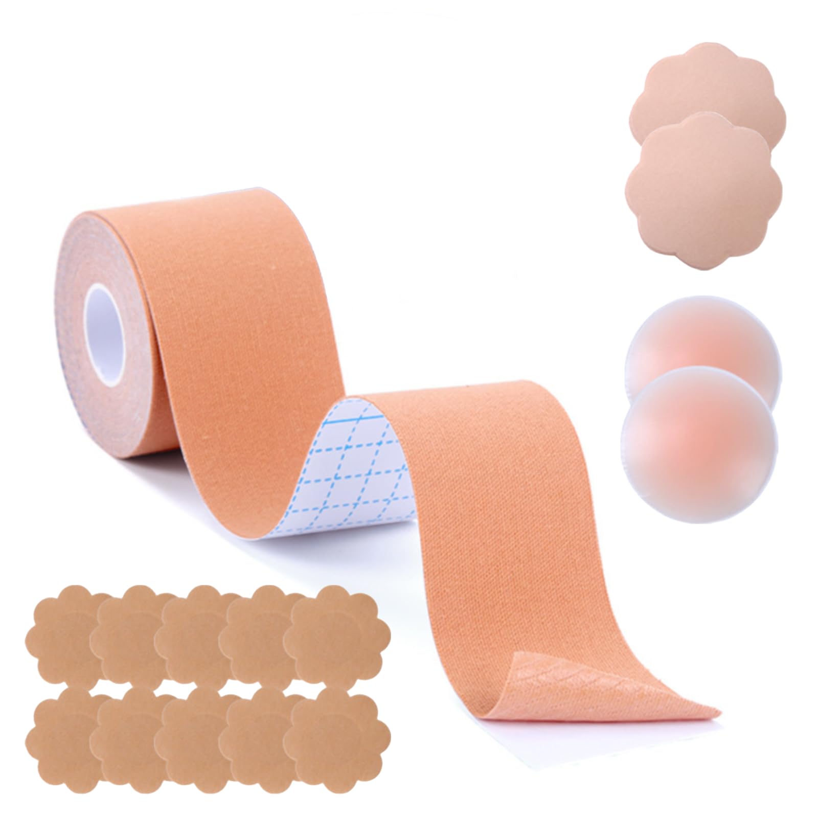Zynxel Boob Tape 5m, Sujetadores Adhesivos para Mujer Push Up, Pezoneras Adhesivas Invisibles y Reutilizables, para Sujetadores sin Espalda, Vendas Sujetadoras para Mujer Copa A-E