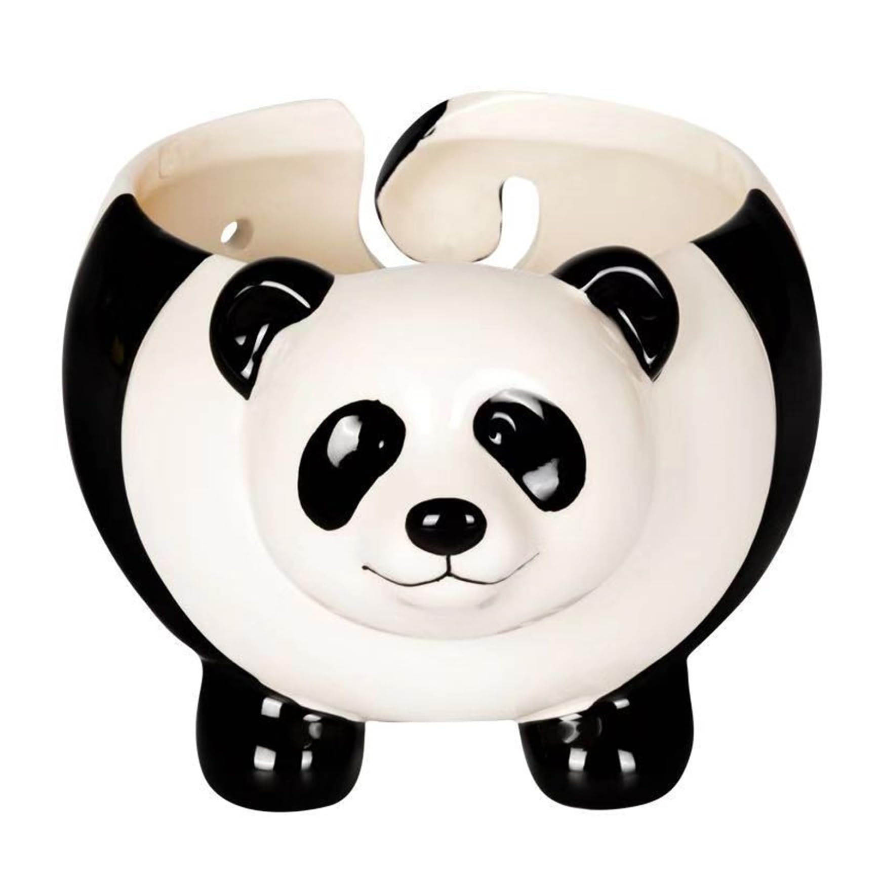 Bol à fil panda céramique fini la laine emmêlée au crochet