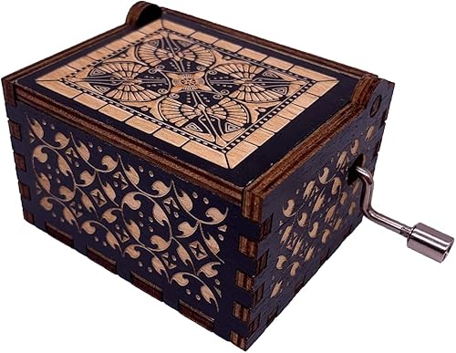 Miniatura 6 de Youtang Elfen Lied - Caja de música grabada de madera con manivela impresa, caja musical para Navidad, regalo de cumpleaños, imagen 1