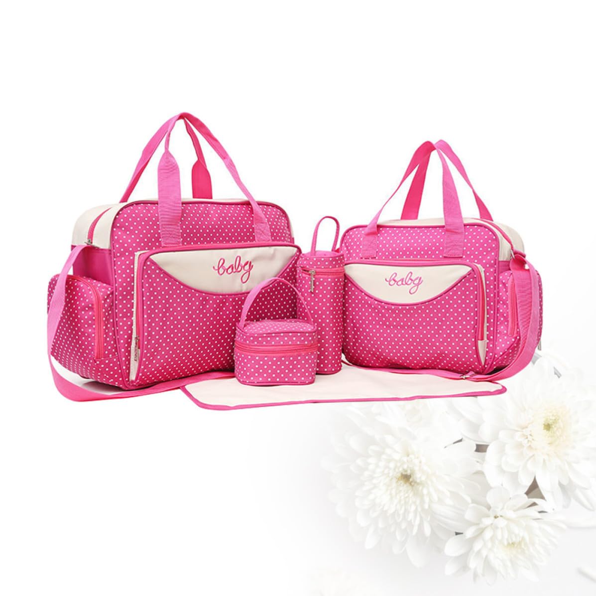 Set 5 Pezzi Sacchetti Corredino Ospedale Mamma Borsa Multifunzione Grande Capacità Tessuto Leggero per Uso Quotidiano
