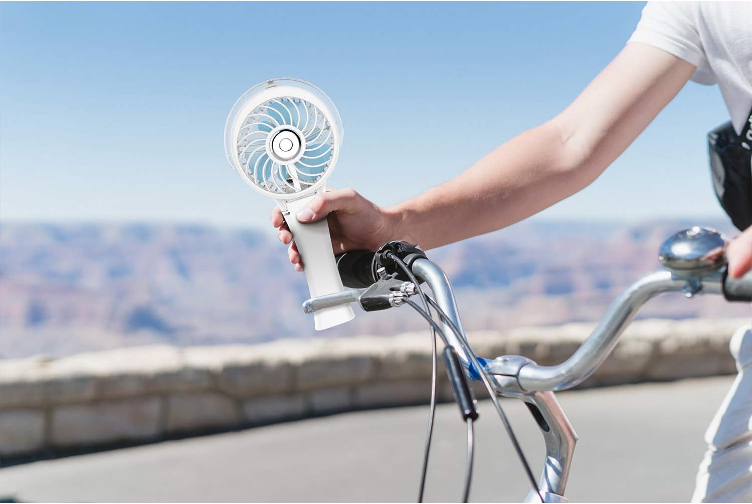 HandFan Portable Misting Fan, Handheld Mister Fan with 7 Colorful Nightlight,USB Rechargeable Personal Mist Fan, Battery Operated Spray Water Fan, for Travel, Outdoors, Hiking, Camping(White) : Home & Kitchen