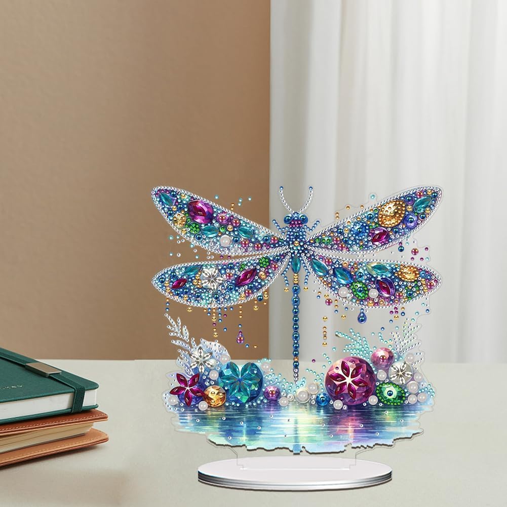 DIY Animal Tabletop Diamond Art Painting Kit for Adults, Acrylic Special Shaped Desktop Ornaments, Stand Up Diamond Art Painting Board Kit (Dragonfly) image 2
