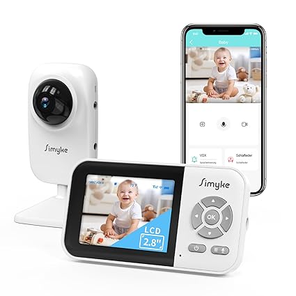 Video Baby Monitor with Camera,No WiFi 1200ft Long Range,APP Mode,2.8" Plug & Play Display, Auto Night Vision,5 Lullabies Portable Sound Monitor,Room Use,Feeding Timer,2-Way Talk,for Baby/Elderly/Pet