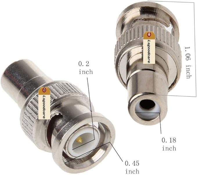 40 Piezas Adaptador Convertidor Conector BNC a RCA Plata miniatura 4