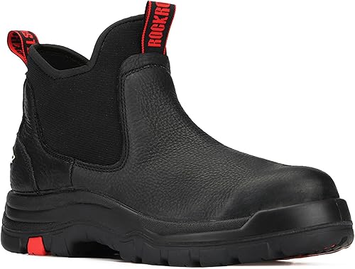 Miniatura 8 de ROCKROOSTER Bakken AK303 - Botas Chelsea negras de 6 pulgadas para hombre, con clasificación EH, impermeables, sin cordones, puntera suave, AK323