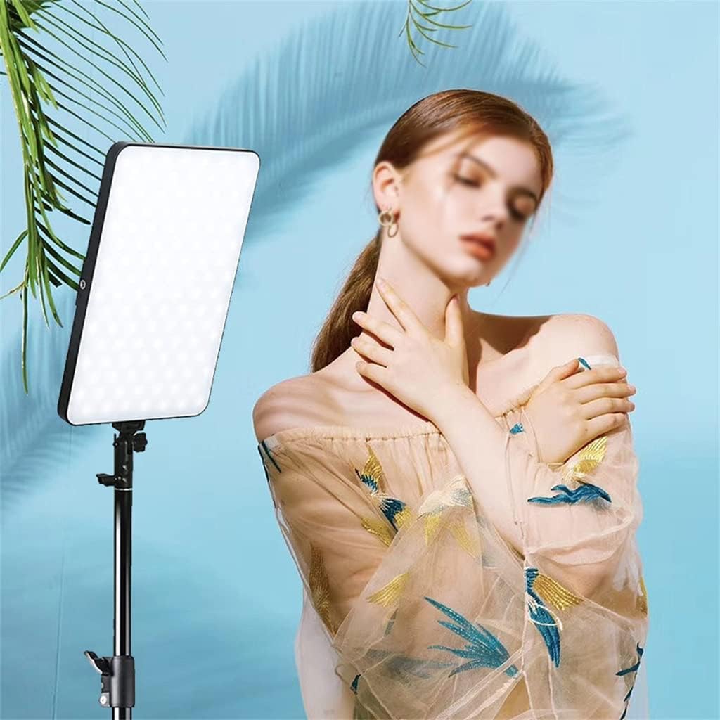 EU Plug LED 2700k-5700k Video Fill Lamp Light Panel Photography Lighting with Tripod Stand Long Arm for Live Stream