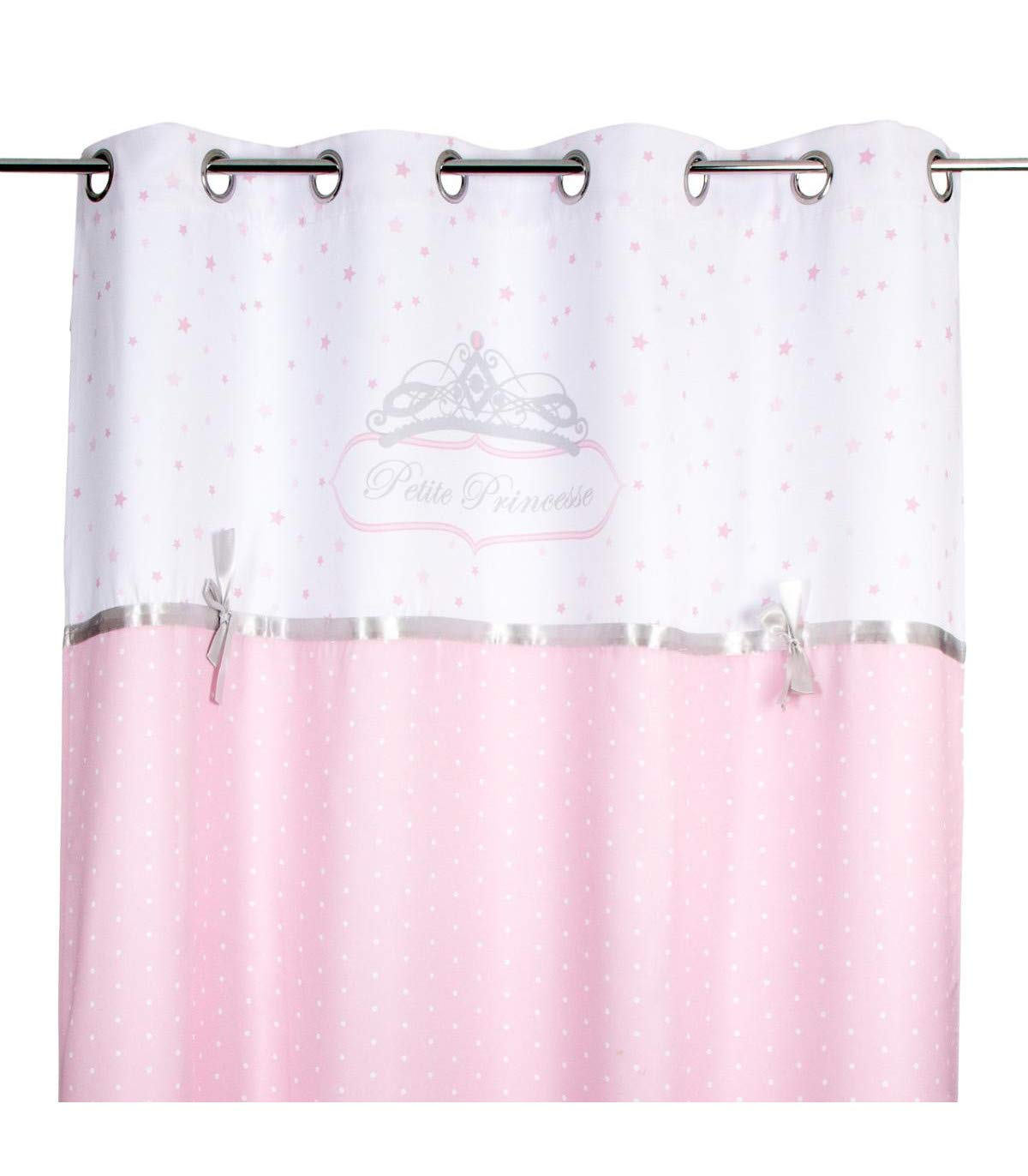 Atmosphera Rideau Enfant Princesse Ruban Rose et Blanc 140x260 cm