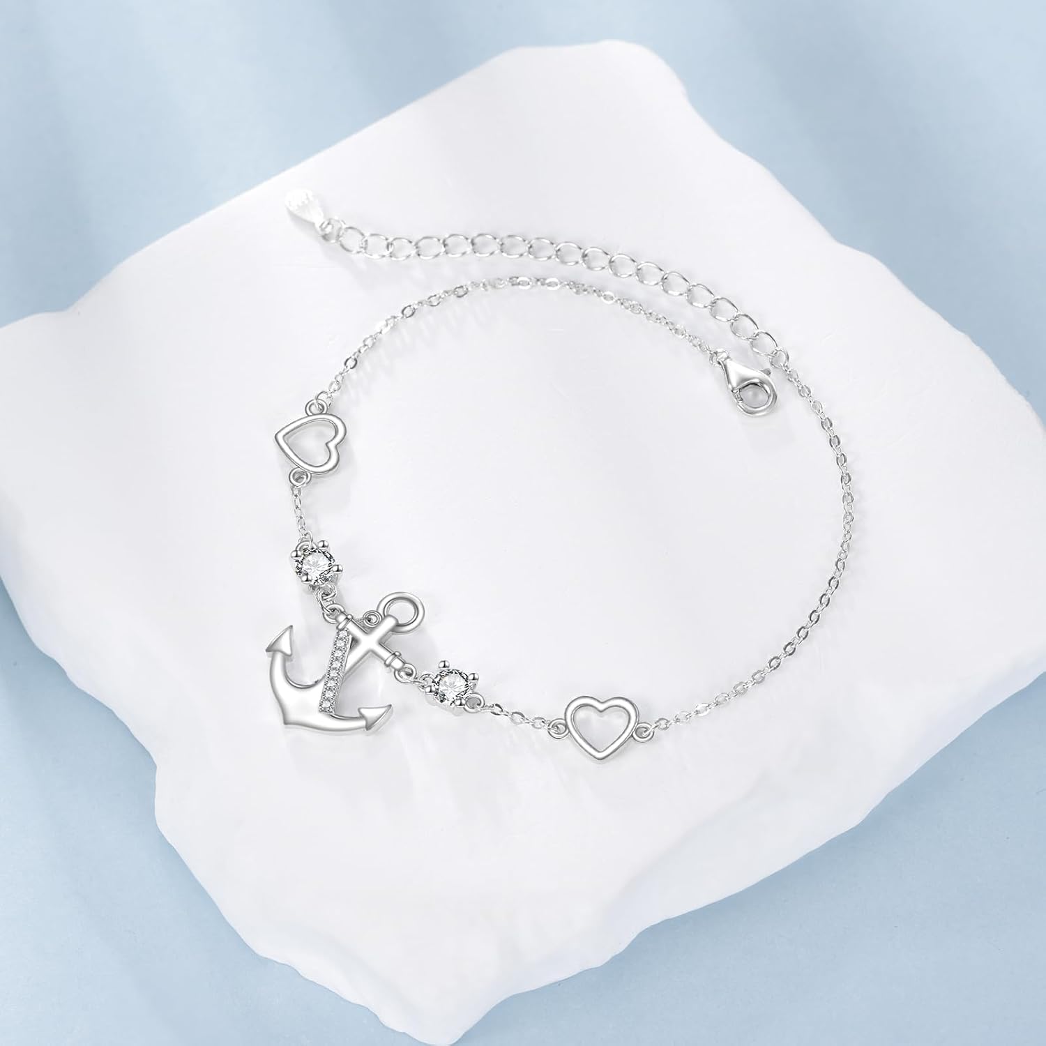 Anchor Bracelet S925 Sterling Silver Faith Anchor Hope Love Pendant Nautical Theme Jewelry Gifts for Women