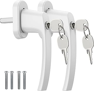 AUTOUTLET Fenstergriffe abschließbar, 2pcs Fenstersicherung Kinder Fensterschloss Aluminium in Stiftlänge 35mm, abschliessbarer Fenstergriff mit 4 Schlüsseln für Fenstertür Balkontür usw(Weiß)