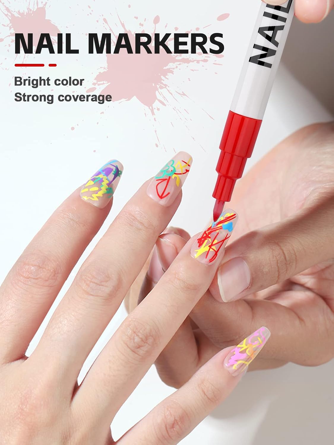 6 Color 3D Nail Art Pens Set, Kalolary Nail Point Graffiti Dotting Pen Drawing Painting Liner Brush for DIY Nail Art Beauty Adorn Manicure Tools (A)