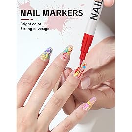 6 Color 3D Nail Art Pens Set, Kalolary Nail Point Graffiti Dotting Pen Drawing Painting Liner Brush for DIY Nail Art Beauty Adorn Manicure Tools (A)