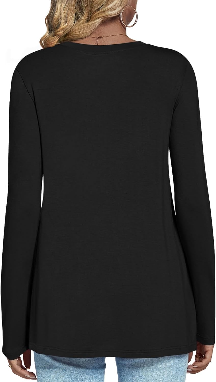 HOTGIFT Women's 2026 Fall Winter T-Shirts Casual Long Sleeve Crewneck Tunic Tops Loose Comfy Blouse - Image 3