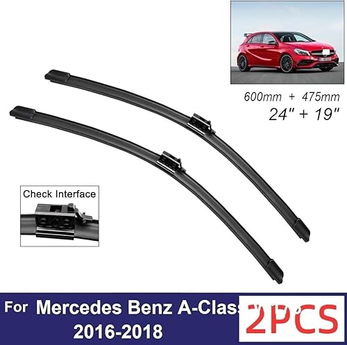 Miniatura 2 de Limpiaparabrisas delantero de automóvil compatible con Mercedes Benz Clase A W176 2016-2018, limpiaparabrisas delantero de goma suave, parabrisas