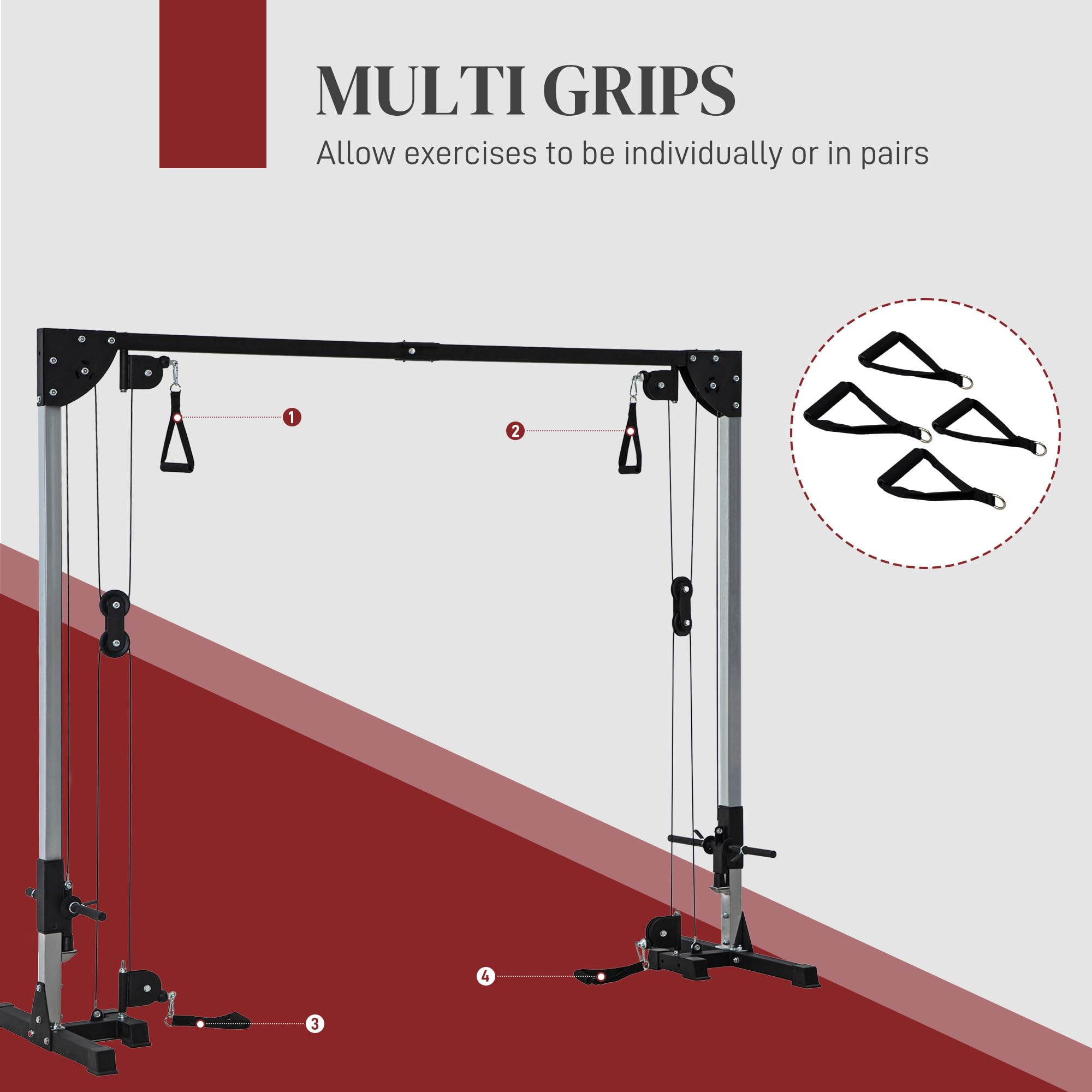 SPORTNOW - Estación de musculación doble polea cable Crossover tornillo de tornillo, carga libre con peso 2 x 50 kg - dim. 245 x 85 x 207 cm