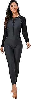ALLTOKE Womens Full Body Rash Guard with Built in Bra Long Sleeve One Piece Swimsuit Upf50+ Zip Front Bathing Suit Price In India