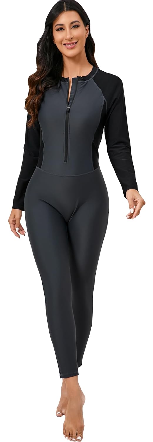 ALLTOKE Womens Full Body Rash Guard with Built in Bra Long Sleeve One Piece Swimsuit Upf50+ Zip Front Bathing Suit - Review, Price and Buying Guide